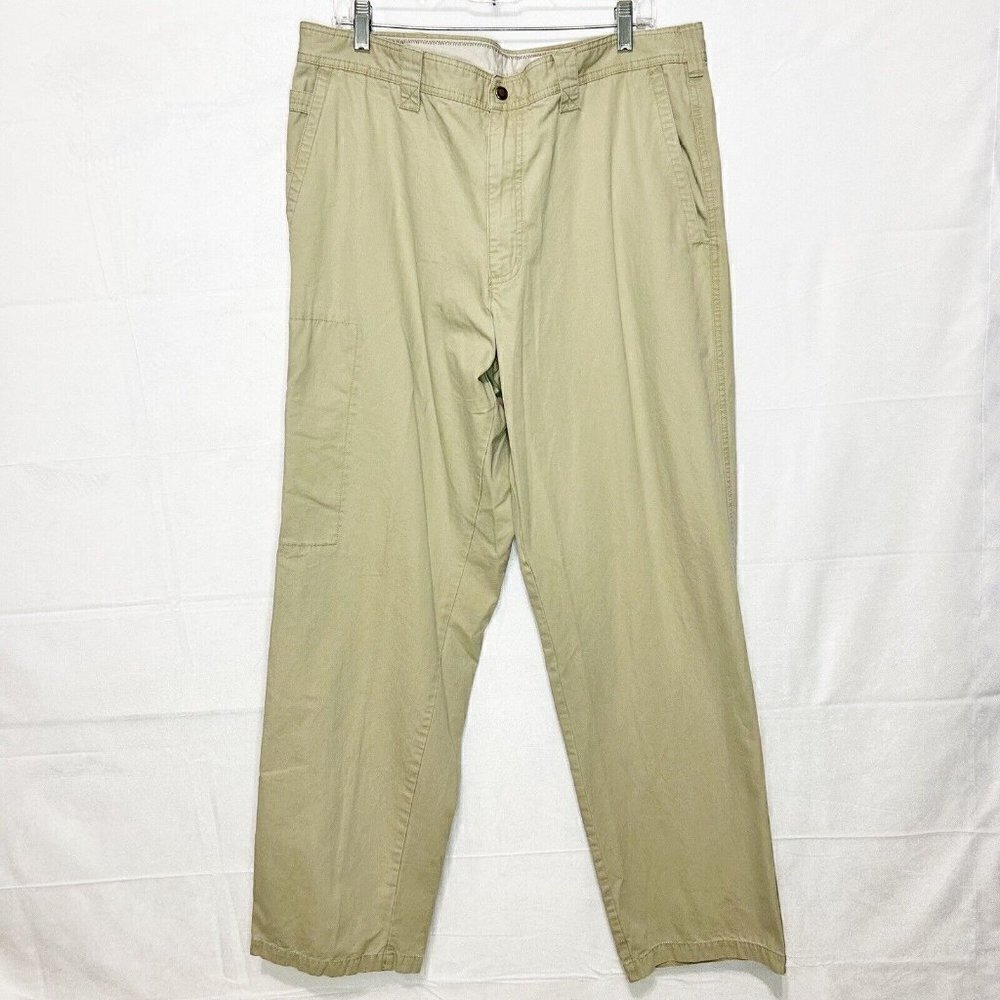 Columbia Pants Regular Fit Chino Utility Zip-Pocket Heavy Canvas Tan Sz. 38x34